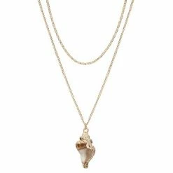 LC Lauren Conrad Gold Tone 2-Row Shell Pendant Necklace