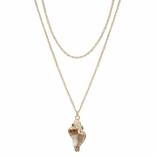 LC Lauren Conrad Gold Tone 2-Row Shell Pendant Necklace 1 LC Lauren Conrad Gold Tone 2-Row Shell Pendant Necklace