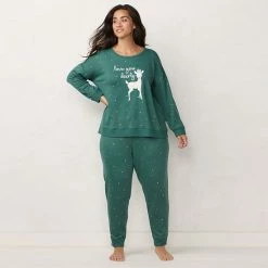 Plus Size LC Lauren Conrad Cozy Long Sleeve Pajama Top & Pajama Pants Set Blue Fairisle -LC Lauren Conrad Shop unnamed file 394