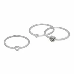 LC Lauren Conrad Stackable Heart Rings Set Of Three