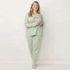 Plus Size LC Lauren Conrad Cozy Long Sleeve Pajama Top & Pajama Pants Set Blue Fairisle -LC Lauren Conrad Shop unnamed file 395