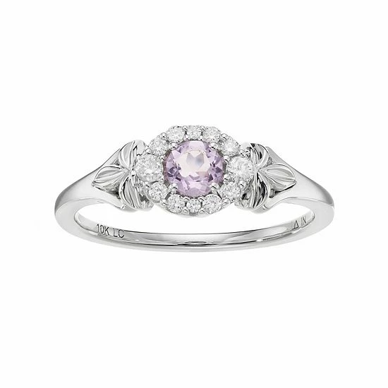 LC Lauren Conrad 10k White Gold Amethyst & 1/8 Carat T.W. Diamond Flower Ring 1 LC Lauren Conrad 10k White Gold Amethyst & 1/8 Carat T.W. Diamond Flower Ring