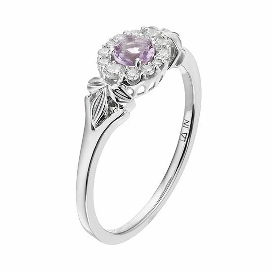 LC Lauren Conrad 10k White Gold Amethyst & 1/8 Carat T.W. Diamond Flower Ring 2 LC Lauren Conrad 10k White Gold Amethyst & 1/8 Carat T.W. Diamond Flower Ring - Image 2
