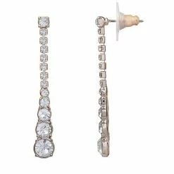 LC Lauren Conrad Linear Simulated Crystal Nickel Free Drop Earrings Silver Tone -LC Lauren Conrad Shop unnamed file 3962