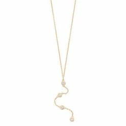 LC Lauren Conrad 10k Gold White Sapphire 4-Stone Y Necklace Rose