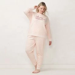 Plus Size LC Lauren Conrad Cozy Long Sleeve Pajama Top & Pajama Pants Set Blue Fairisle -LC Lauren Conrad Shop unnamed file 397