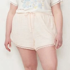 Plus Size LC Lauren Conrad Lace Hem Pajama Shorts Peach Pink -LC Lauren Conrad Shop unnamed file 3977