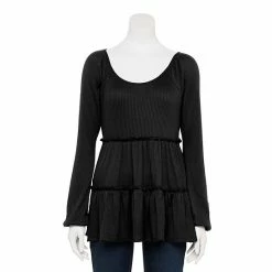 Women's LC Lauren Conrad Cozy Tiered Tunic Pirate Black