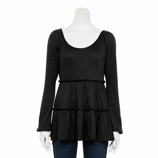 Women's LC Lauren Conrad Cozy Tiered Tunic Pirate Black 1 Women's LC Lauren Conrad Cozy Tiered Tunic Pirate Black