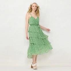 Women's LC Lauren Conrad Strappy Tiered Midi Dress Orange Sunflowers -LC Lauren Conrad Shop unnamed file 4014