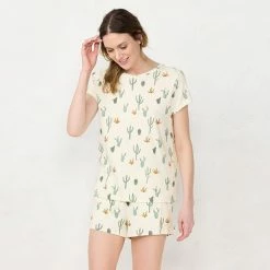 Women's LC Lauren Conrad Cotton Pajama Top & Pajama Shorts Sleep Set Periwinkle Tropical -LC Lauren Conrad Shop unnamed file 4021