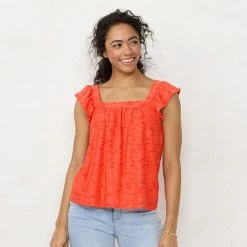 Women's LC Lauren Conrad Ruffled Sleeve Cross-Back Top Illusion Green