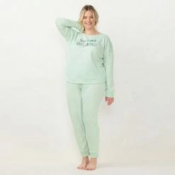 Plus Size LC Lauren Conrad Cozy Long Sleeve Pajama Top & Pajama Pants Set Blue Fairisle -LC Lauren Conrad Shop unnamed file 403