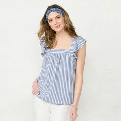 Women's LC Lauren Conrad Ruffled Sleeve Cross-Back Top Illusion Green -LC Lauren Conrad Shop unnamed file 4030