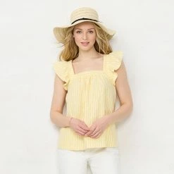 Women's LC Lauren Conrad Ruffled Sleeve Cross-Back Top Illusion Green -LC Lauren Conrad Shop unnamed file 4031