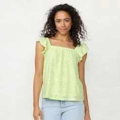 Women's LC Lauren Conrad Ruffled Sleeve Cross-Back Top Illusion Green -LC Lauren Conrad Shop unnamed file 4033