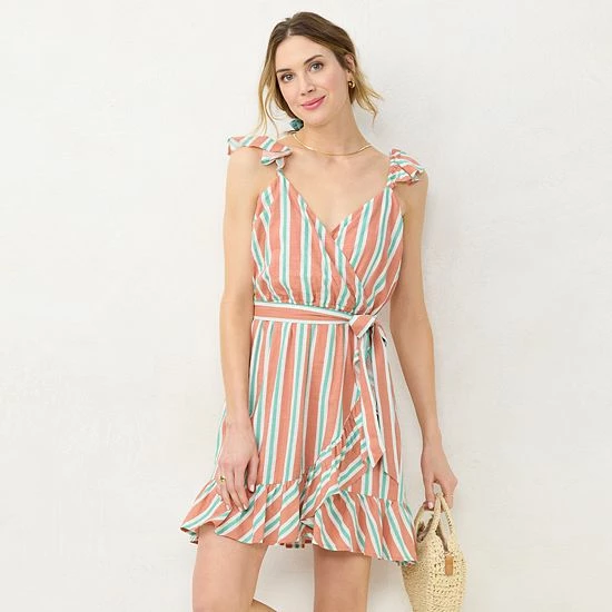 Women's LC Lauren Conrad Print Faux-Wrap Dress Pomegranates 4 Women's LC Lauren Conrad Print Faux-Wrap Dress Pomegranates - Image 4