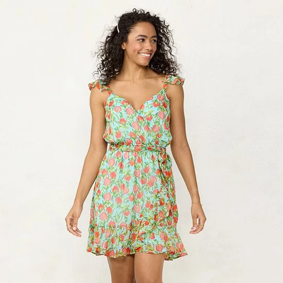 Women's LC Lauren Conrad Print Faux-Wrap Dress Pomegranates 5 Women's LC Lauren Conrad Print Faux-Wrap Dress Pomegranates - Image 5