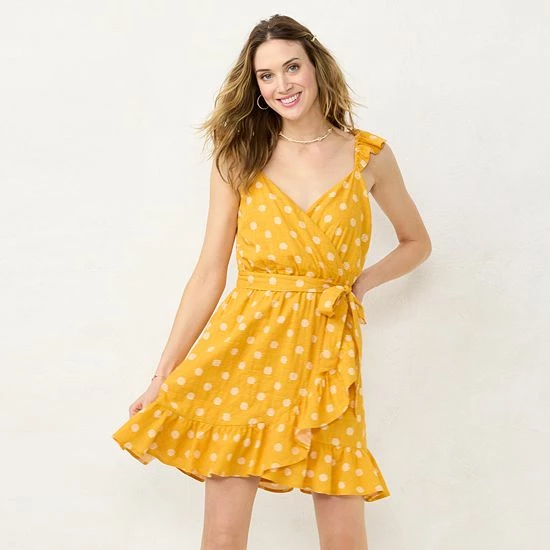 Women's LC Lauren Conrad Print Faux-Wrap Dress Pomegranates 6 Women's LC Lauren Conrad Print Faux-Wrap Dress Pomegranates - Image 6