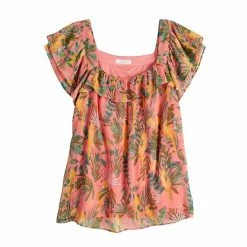 Women's LC Lauren Conrad Flutter Sleeve Peasant Top Light Blue Stripe -LC Lauren Conrad Shop unnamed file 4053