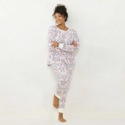 Plus Size LC Lauren Conrad Cozy Long Sleeve Pajama Top & Pajama Pants Set Blue Fairisle -LC Lauren Conrad Shop unnamed file 406