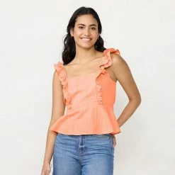 Women's LC Lauren Conrad Ruffle Peplum Tank Peach Mum -LC Lauren Conrad Shop unnamed file 4072