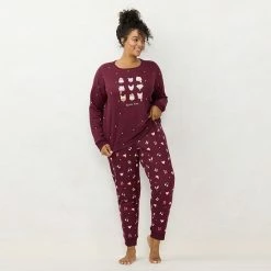 Plus Size LC Lauren Conrad Cozy Long Sleeve Pajama Top & Pajama Pants Set Blue Fairisle -LC Lauren Conrad Shop unnamed file 408