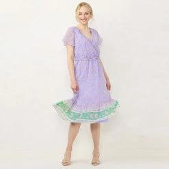 Women's LC Lauren Conrad Flutter Sleeve Faux-Wrap Dress Brimfield Bouquet