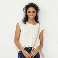 Petite LC Lauren Conrad Eyelet Popover Top