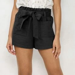 Women's LC Lauren Conrad Smocked Waist Belted Shorts Denim Flare -LC Lauren Conrad Shop unnamed file 4098
