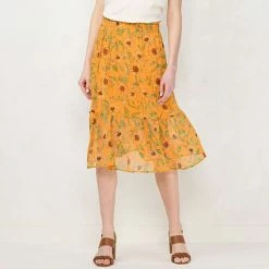 Women's LC Lauren Conrad Tiered Smock-Waist Midi Skirt Orange Sunflower -LC Lauren Conrad Shop unnamed file 4104