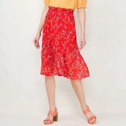 Women's LC Lauren Conrad Tiered Smock-Waist Midi Skirt Orange Sunflower -LC Lauren Conrad Shop unnamed file 4105