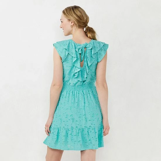 Women's LC Lauren Conrad Ruffle Mini Dress Valez Aqua 2 Women's LC Lauren Conrad Ruffle Mini Dress Valez Aqua - Image 2