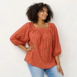 Plus Size LC Lauren Conrad Squareneck Peasant Top Amber Rose -LC Lauren Conrad Shop unnamed file 413