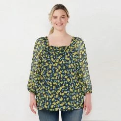 Plus Size LC Lauren Conrad Squareneck Peasant Top Amber Rose -LC Lauren Conrad Shop unnamed file 415
