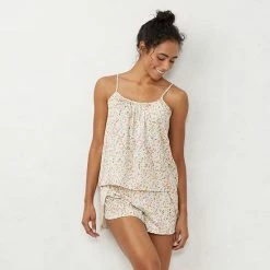 Women's LC Lauren Conrad Satin Ruffle Cami & Pajama Shorts Sleep Set Little Flowers -LC Lauren Conrad Shop unnamed file 4190