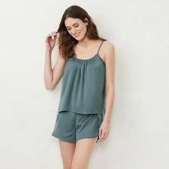 Women's LC Lauren Conrad Satin Ruffle Cami & Pajama Shorts Sleep Set Little Flowers -LC Lauren Conrad Shop unnamed file 4192