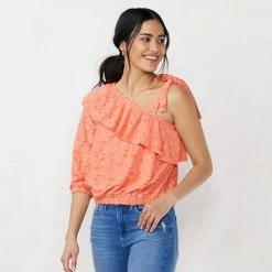 Women's LC Lauren Conrad One-Shoulder Top Carnation Peach