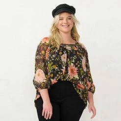 Plus Size LC Lauren Conrad Squareneck Peasant Top Amber Rose -LC Lauren Conrad Shop unnamed file 421