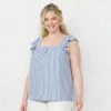 Plus Size LC Lauren Conrad Ruffle Swing Top Navy Stripe