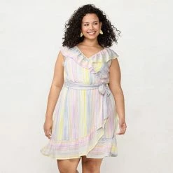 Plus Size LC Lauren Conrad Ruffle Faux-Wrap Dress Multi Stripe -LC Lauren Conrad Shop unnamed file 4220