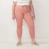 Plus Size LC Lauren Conrad High-Waisted Jogger Leggings Rojo Heather