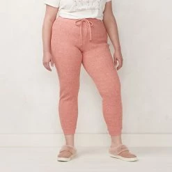 Plus Size LC Lauren Conrad High-Waisted Jogger Leggings Rojo Heather