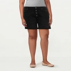 Plus Size LC Lauren Conrad 5" Cuffed High-Waisted Shorts Malibu Wash -LC Lauren Conrad Shop unnamed file 4228