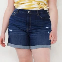 Plus Size LC Lauren Conrad 5" Cuffed High-Waisted Shorts Malibu Wash -LC Lauren Conrad Shop unnamed file 4230