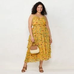 Plus Size LC Lauren Conrad Strappy Tiered Midi Dress