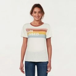 Petite LC Lauren Conrad Graphic Tee Yellow Stripe