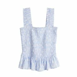 Women's LC Lauren Conrad Smocked Peplum Tank Blue Tulips -LC Lauren Conrad Shop unnamed file 4288