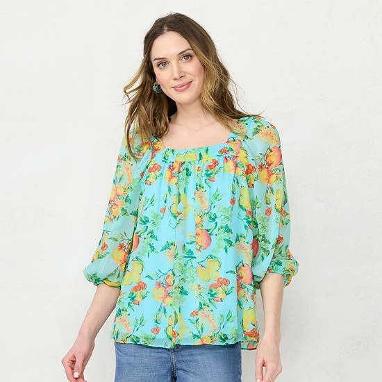 Women's LC Lauren Conrad Squareneck Peasant Top 1 Women's LC Lauren Conrad Squareneck Peasant Top