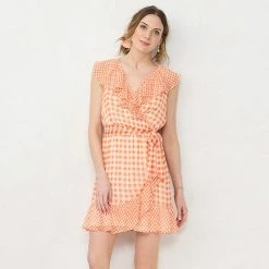 Women's LC Lauren Conrad Ruffle Wrap Dress Yellow Puff